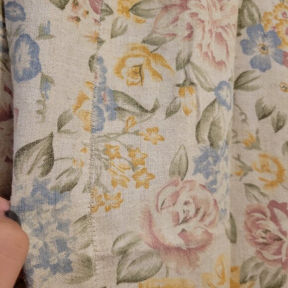 Vintage Talbots Linen-Blend Floral Tapestry-Pattern Long Pleated Maxi Skirt - Picture 3 of 12